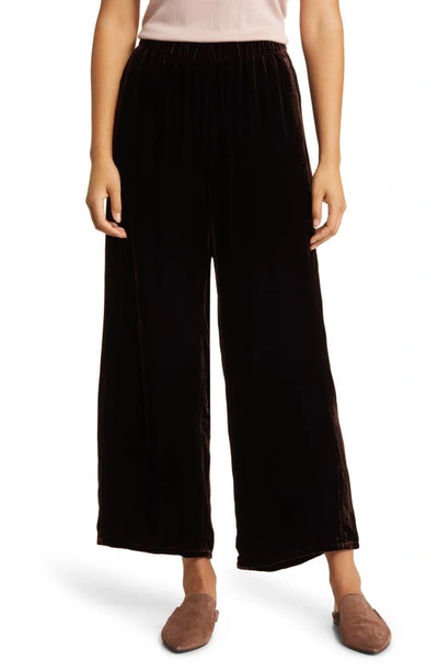 Eileen Fisher Wide-leg Velvet Pants In Cassis