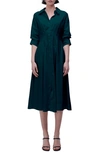 Simkhai Jazz Core Cotton Poplin Pintuck Midi Dress In Emerald