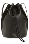 Mansur Gavriel Champagne Leather Bucket Bag In Black