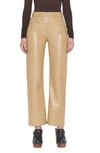 Frame Womens Light Camel Le Jane Crop Straight-leg High-rise Recycled Leather-blend Jeans