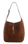 Saint Laurent Le 5 A 7 Small Suede Hobo Shoulder Bag In Brown