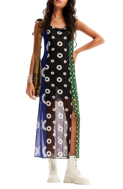 Desigual Geometric Midi Dress In Green