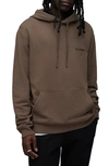 Allsaints Underground Logo Hoodie Sweatshirt In Peat Khaki