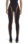 MUGLER SHEER SPIRAL HIGH WAIST SKINNY PANTS