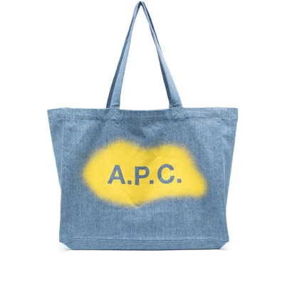 Apc Logo-print Cotton Tote Bag In Blue