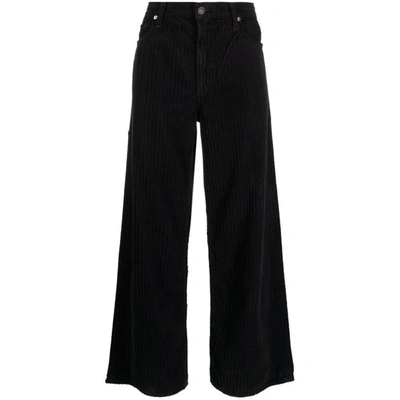 Agolde Corduroy Mid-rise Loose Trousers In Black