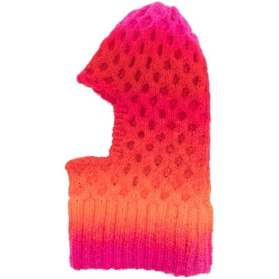 Agr Chunky-knit Tie-dye Balaclava In Red