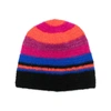 Agr Colour-block Striped Beanie In Black/red