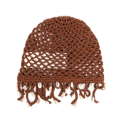 Alanui Mother Nature Cowry Shell Hat In Brown