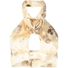 Alessandra Rich Cut-out Satin Crop Top In Neutrals/brown