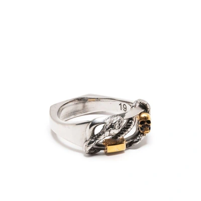 Alexander Mcqueen Two-tone Ring In Silver