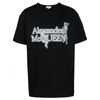Alexander Mcqueen Skull Lettering Logo Printed Cotton T-shirt In Black