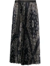 Sacai Bandana-print Pleated Skirt In Blue