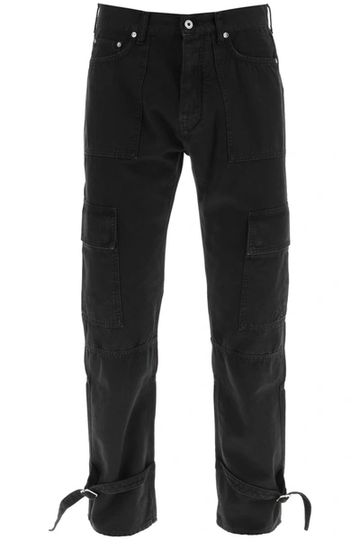 Off-white Wave Off Canvas Cargo Pants In Black
