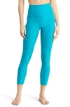 Beyond Yoga Spacedye Caught In The Midi High Waisted Legging In Peacock Blue Heather