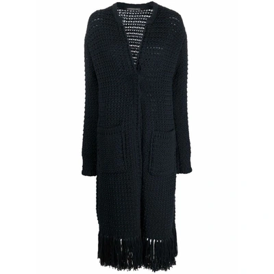 Antonino Valenti Chunky-knit Frayed-edge Cardi-coat In Blue