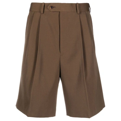 Auralee High-rise Wool-gabardine Shorts In Brown