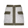 Balmain Cotton Skirt In Silver/green