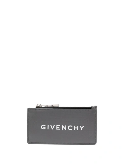 Givenchy 4g Logo印花皮质卡夹 In Grey