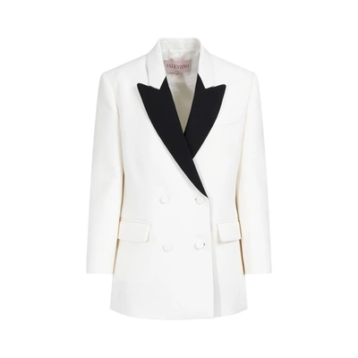 Peserico Oversized Wool-blend Crepe Suit Jacket In White