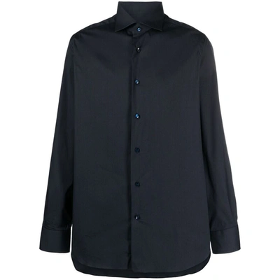 Barba Long-sleeve Cotton Shirt In Blue