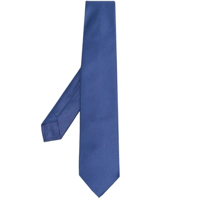 Barba Pointed-tip Silk Tie In Blue