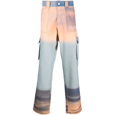 Blue Sky Inn Abstract-print Cotton Trousers In Blue