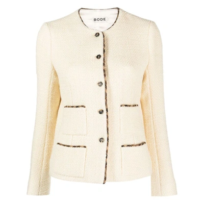 Bode Rice Piped-trim Tweed Jacket In Neutrals