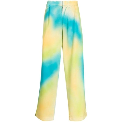 Bonsai Tie-dye Stretch-wool Trousers In Yellow/blue