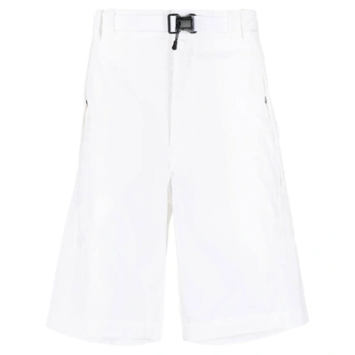 C.p. Company Logo-print Belted-waist Shorts In White