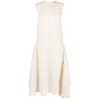 Calcaterra Frayed-trim Midi Dress In Neutrals