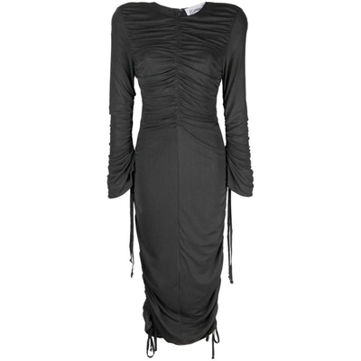 Cannari Concept W. Ruffles Long-sleeve Midi Dress In Grey