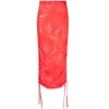 Cannari Concept Ruched-detail High-waist Skirt In Red