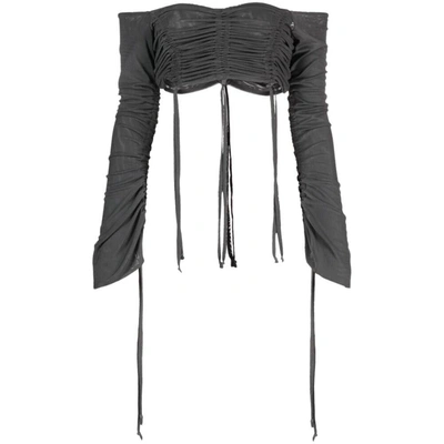 Cannari Concept Off-shoulder Cropped Top In Grey