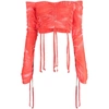 Cannari Concept Plissé Cropped Top In Red