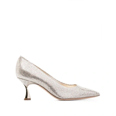 Casadei Glistening 75mm Leather Pumps In Gold