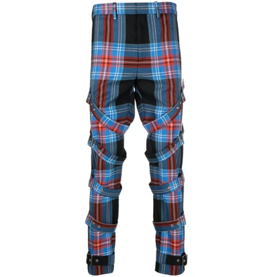 Charles Jeffrey Loverboy Checked Buckle-detailed Trousers In Blue/red