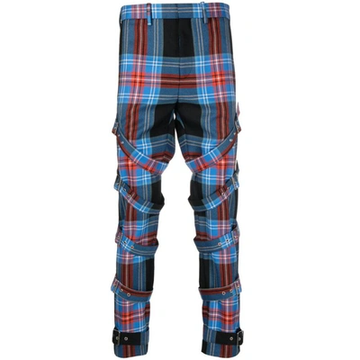 Charles Jeffrey Loverboy Checked Buckle-detailed Trousers In Blue