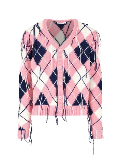 Charles Jeffrey Loverboy Argyle Fringe Detailed Cardigan In 粉色