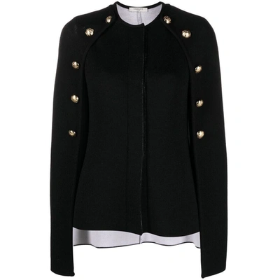 Charlott Button-embellished Cape Jumper In Black