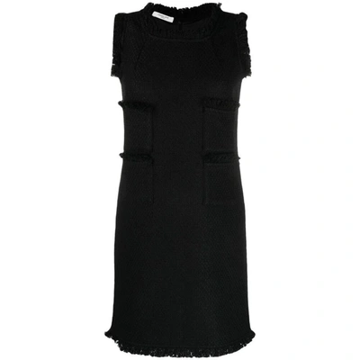 Charlott Fringe-trim Knitted Mid Dress In Black