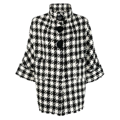 Charlott Check-pattern Crop-sleeve Jacket In Black/white