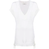 Charlott Ribbed-knit V-neck Top In White