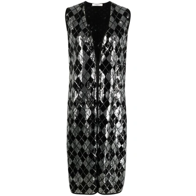 Charlott Sequin-embellished Sleeveless Jacket In Silver/black