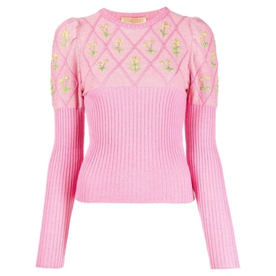Cormio Oma Cotton Blend Embroidered Sweater In Multi-colored