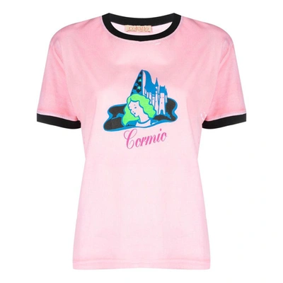 Cormio Logo-print Cotton T-shirt In Pink & Purple