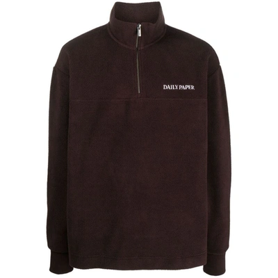 Daily Paper Logo-embroidered Fleece-texture Jumper In Brown