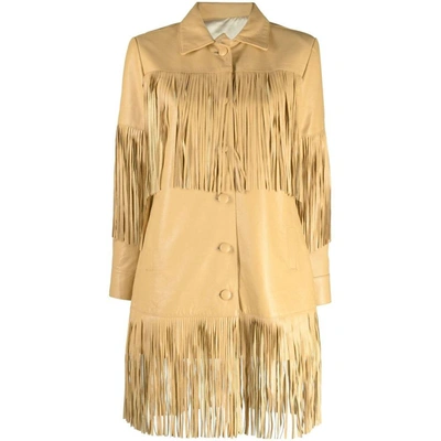 Dancassab Reina Fringe-detail Lambskin Jacket In Yellow