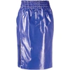 Tom Ford Thigh-slit Leather Pull-on Midi Skirt In Blue