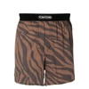 Tom Ford Zebra-print Silk Boxer Short In Brown